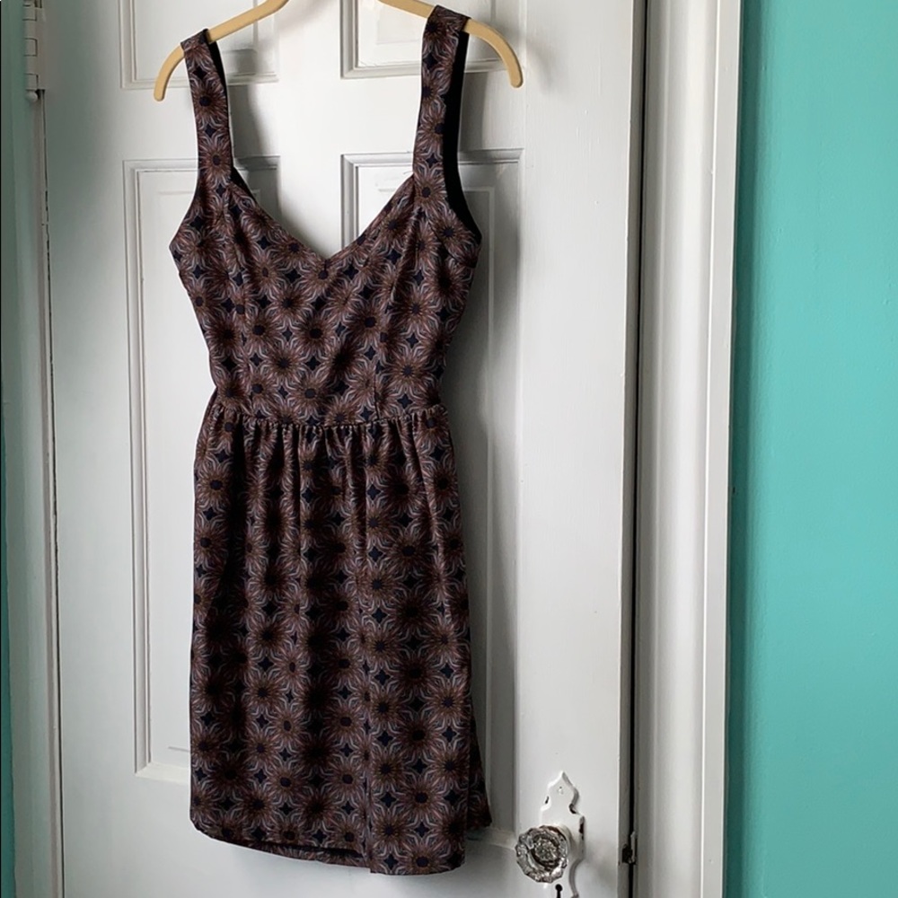 Multicolored patterned dress.